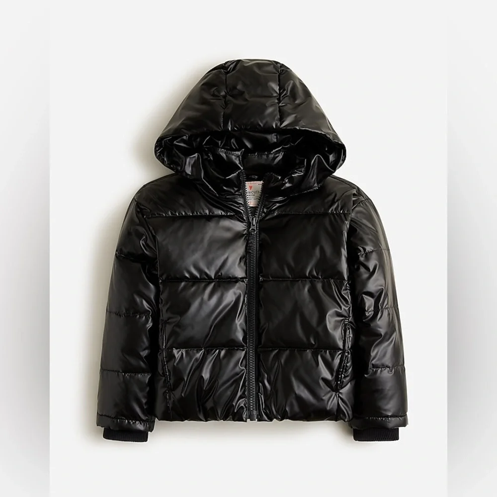 NWOT J. Crew Girls' metallic cropped puffer jacket with PrimaLoft® - Picture 1 of 7